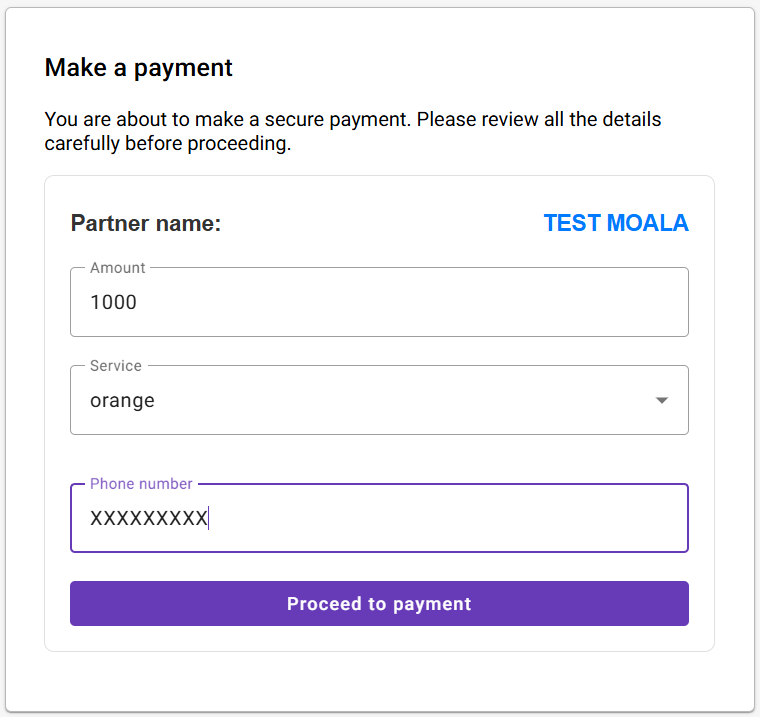 Payment Form Example